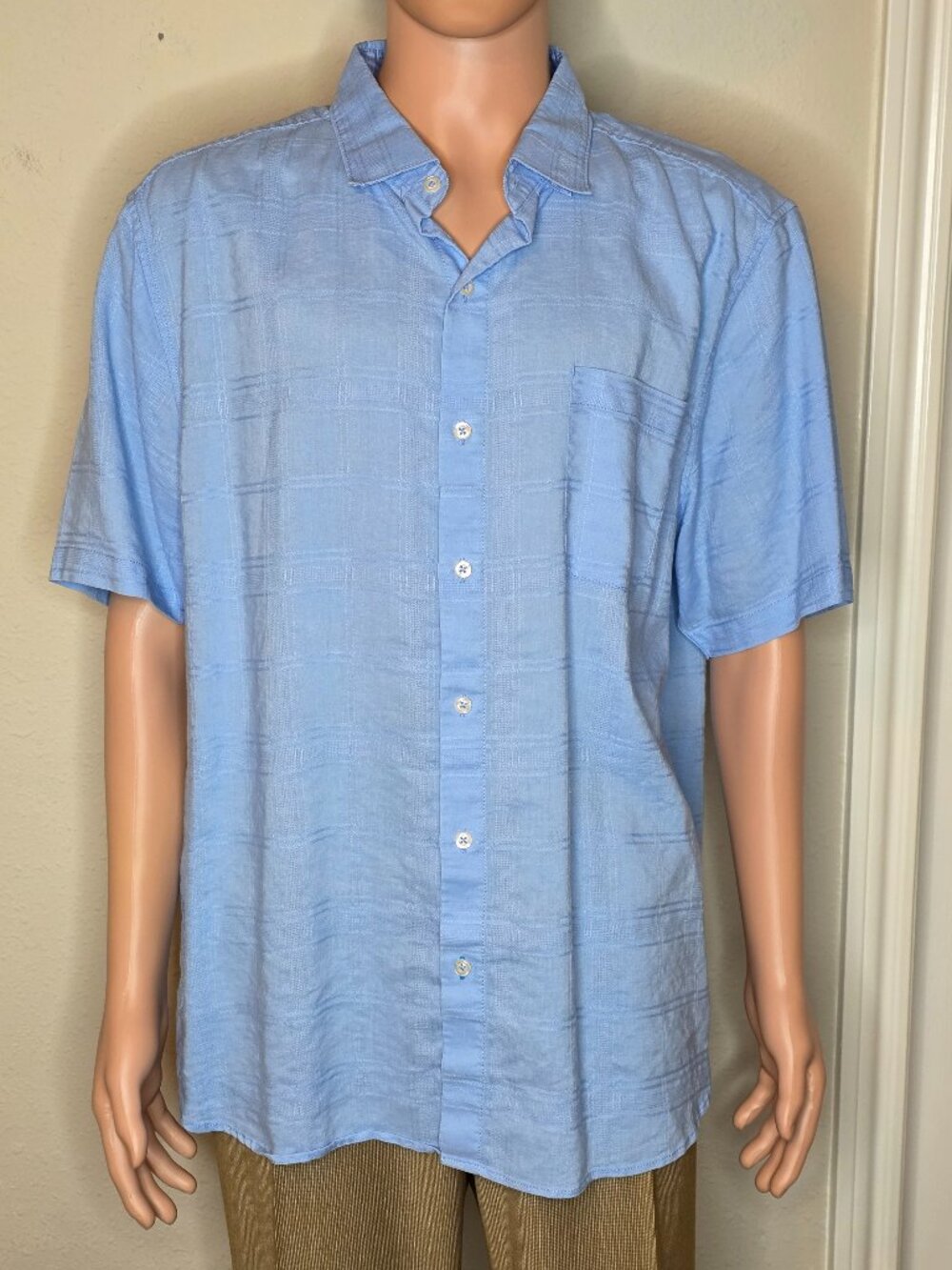 Tommy Bahama Linen Blend Button Down Short Sleeve Shirt Men's XL Island Resort